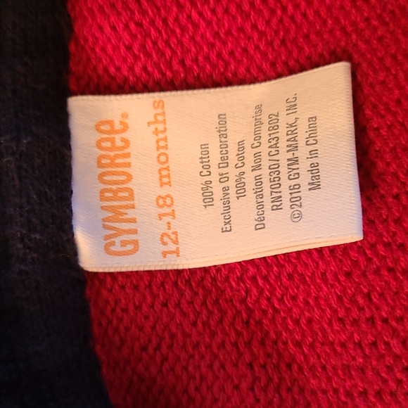 Red and navy train knit pullover sweater - Picture 2 of 3